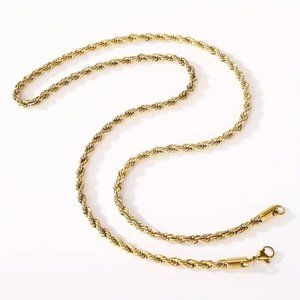 Gold Plated Rope Chain Stainless Steel Twisted Rope Chain 2mm 17.7inch